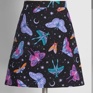 Dangerfield Black Mini Skirt with Colorful Butterfly Print